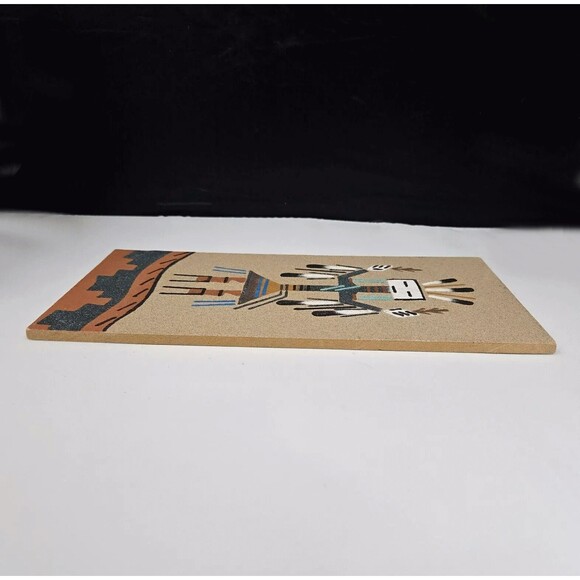 Vintage Native American Navajo Sand Painting Yei-Bei-Chai Dancer Wood Panel 12" - Picture 7 of 10